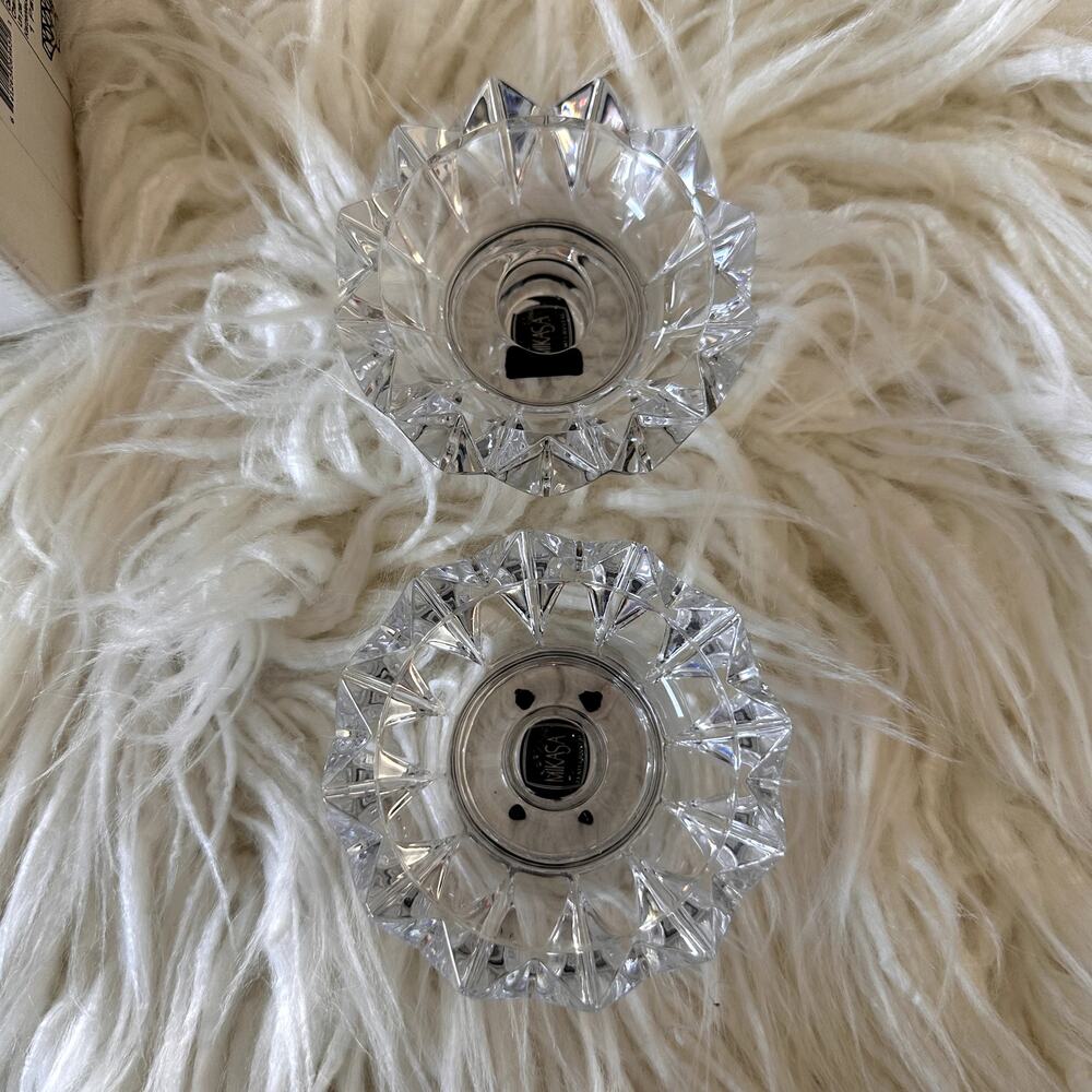 Mikasa Crystal Candle Holders Set EXCELSIOR XY 379/338 2" NEW